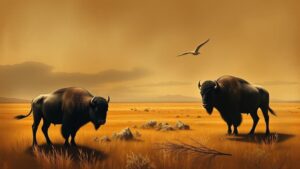 Read more about the article The Black Bison – Tahoma’s Encounter With a Legendary Phantom Bison That Roamed the Plains Near Quemado Lake, Said to Be the Guardian of the Land